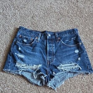 Levi's Blue Distressed Jean Shorts